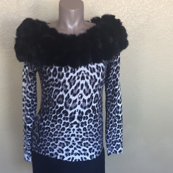 Belldini Sweaters - Belldini Sequin Sweater with Detachable Faux Fur